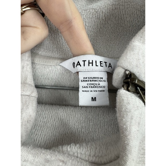 Athleta Cozy Karma Asym Pullover Women Medium Heathered Athleisure Loungewear - Picture 4 of 11